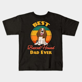 Best Basset Hound Dad Ever Fathers Day Dog puppy Lover Cute Sunser Retro Funny Kids T-Shirt